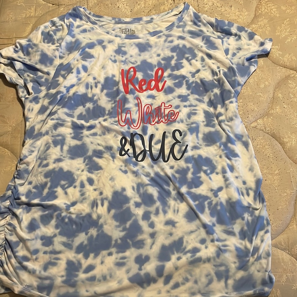 Maternity red white and dye shirt